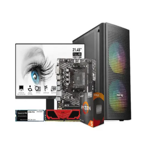 AMD Ryzen 5 5600G Custom Desktop PC with Monitor